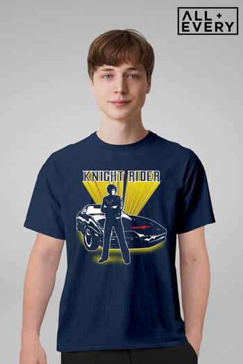 All + Every Navy Knight Rider Michael Knight Yellow Glow Men's T-Shirt by All+Every (P99764) | £22