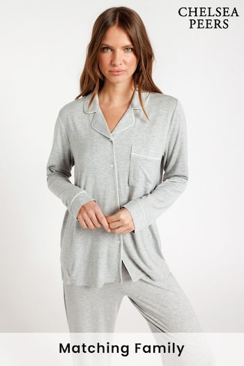 Chelsea Peers Grey Button Up Long Pyjama Set (P99804) | £48