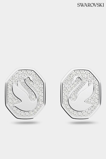 Swarovski Silver Signum Pierced Rhodium Shiny Crystal Earrings (Q00742) | £115