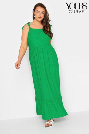 Yours Curve Green Sleeveless Maxi Broidery Dress (Q00834) | £20