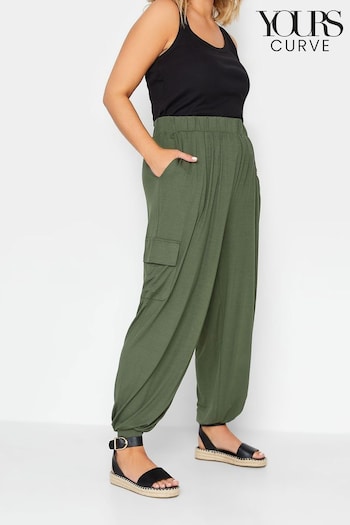 Yours Curve Green Jersey Cargo Harem (Q01010) | £25