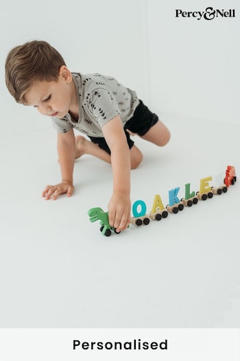 Personalised Wooden Dinosaur Train by Percy and Nell (Q01036) | £33
