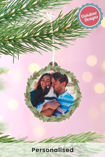 Personalised Photo Wreath Christmas Tree Decoration by Oakdene Designs (Q01367) | £8