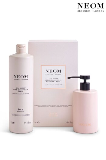 NEOM Real Luxury Hand Wash 1L Refill + Ceramic Dispenser (Q01745) | £55
