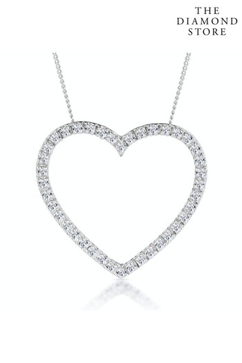 The Diamond Store White Heart Pendant Necklace 0.30ct Diamond 9K White Gold (Q01965) | £475