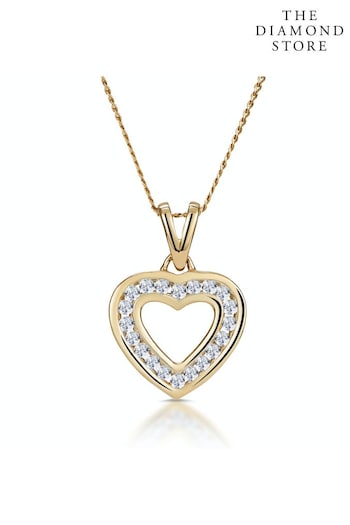 The Diamond Store White Diamond Heart Necklace 0.20ct Channel Set in 9K Gold (Q01975) | £295