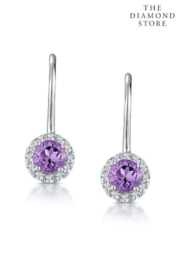 The Diamond Store Purple Amethyst 0.57CT And Diamond 9K White Gold Earrings (Q01976) | £335