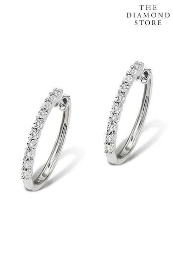 The Diamond Store White 0.08ct Diamond and 9K White Gold Earrings (Q01984) | £495