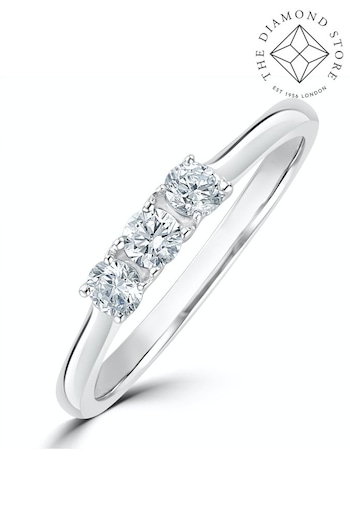 The Diamond Store White Lab Diamond 3 Stone Trilogy Ring 0.25ct H/Si Set in 9K White Gold (Q01991) | £375