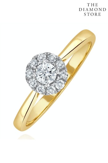The Diamond Store White Lab Diamond Halo Engagement Ring 0.25ct H/Si in 9K Gold (Q01992) | £369