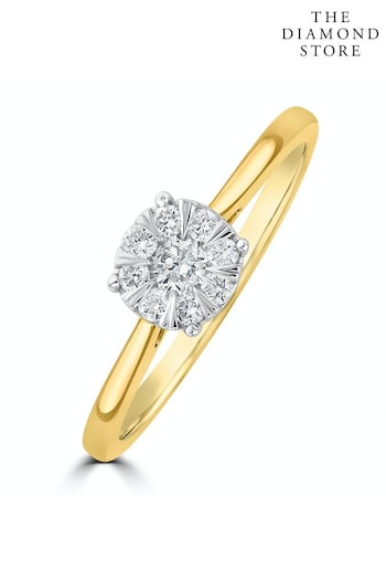 The Diamond Store White 0.25ct Lab Diamond Cluster Solitaire Ring H/Si in 9K Gold (Q01994) | £339