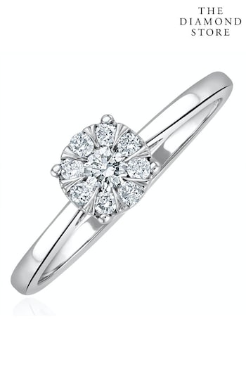 The Diamond Store White 0.25ct Lab Diamond Cluster Solitaire Ring H/Si in 9K White Gold (Q01995) | £379