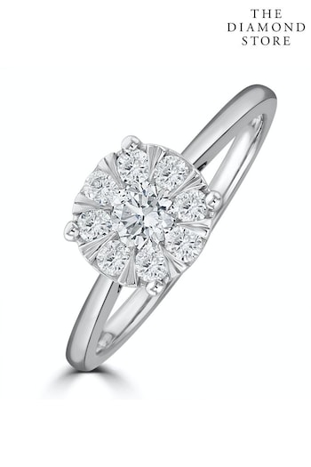 The Diamond Store White 0.50ct Lab Diamond Cluster Solitaire Ring H/Si in 9K White Gold (Q01996) | £549