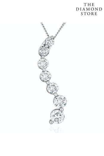 The Diamond Store White Lab Diamond Life Journey Necklace 1.00ct H/Si in 9K White Gold (Q02009) | £799