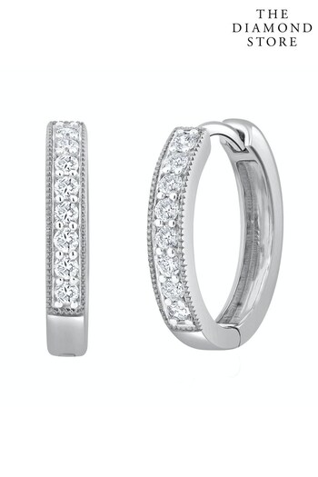 The Diamond Store White Lab Diamond Hoop Earrings 0.25ct H/Si Pave Set in 9K White Gold (Q02015) | £425