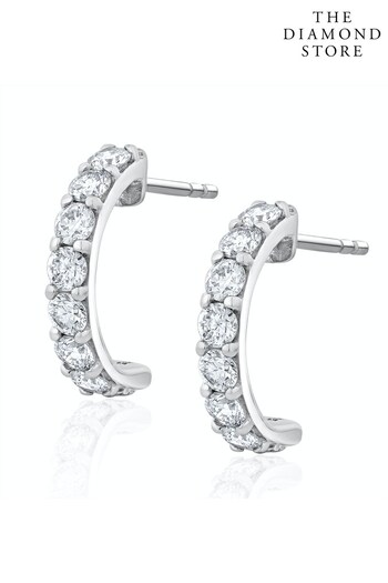The Diamond Store White Comfort Huggy Lab Diamond Earrings 1.00ct H/Si in 9K White Gold (Q02017) | £699