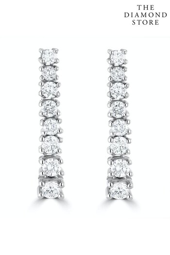The Diamond Store White 1ct Lab Diamond Life Journey Drop Earrings Set in 9K White Gold (Q02020) | £749