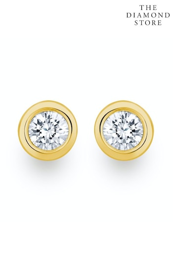 The Diamond Store Gold 0.30ct Lab Diamond Rub Over Stud Earrings in 9K Gold - 5.2mm (Q02021) | £265