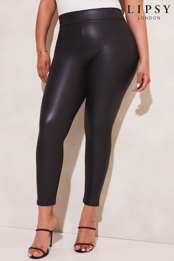 Lipsy Black Curve High Waist Leather Look Leggings (Q02439) | £26