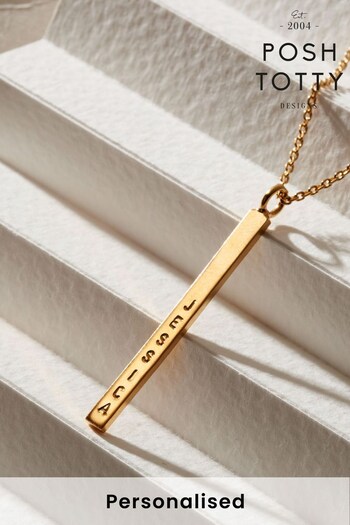 Personalised Slim Bar Necklace by Posh Totty Designs (Q03043) | £63