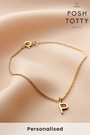 Personalised Initial Letter Charm Bracelet by Posh Totty Designs (Q03055) | £37