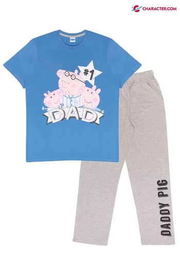 Character Blue Peppa Pig Number 1 Dad Long Pyjama Set (Q03153) | £24