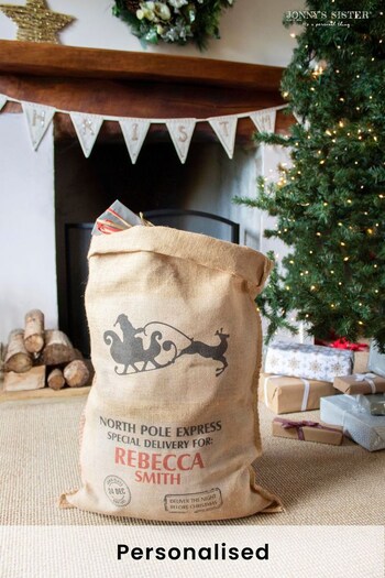 Personalised Large Jute Christmas Sack Bag by Jonny's Sister (Q03208) | £23