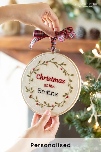 Personalised Large Christmas Embroidery Hoop Gift by Jonny's Sister (Q03211) | £24