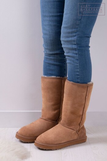 Just Sheepskin Brown Ladies Tall Classic Sheepskin Boots (Q03829) | £120