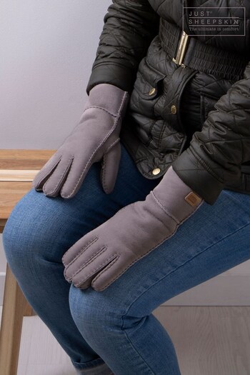 Just Sheepskin Grey Ladies Charlotte Sheepskin Gloves (Q03844) | £80