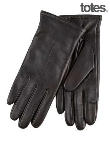 Totes Black Isotoner Ladies One Point Premium Leather Glove (Q03912) | £50