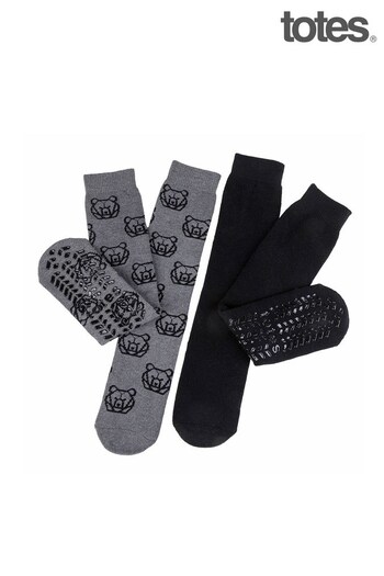 Totes Grey Mens 2 Pack Original Slipper Sock (Q03959) | £14