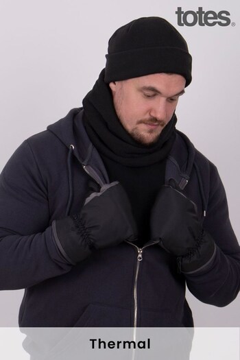 Totes Black Mens Cold Weather Thermal Set (Q03967) | £32