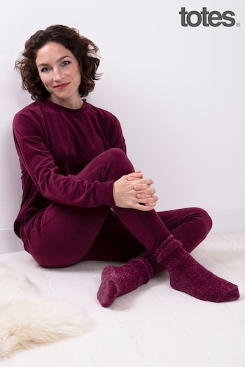 Totes Purple Ladies Velour Loungewear & Sock Set (Q04018) | £40