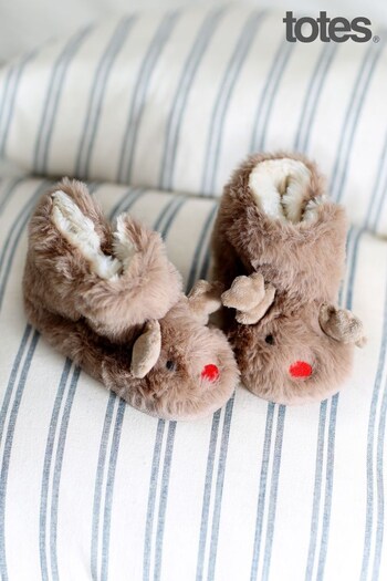 Totes Brown Children Bootie Slippers (Q04051) | £15