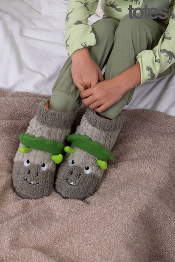 Totes Green Dino Tall Boot Slippers - Kids (Q04052) | £18