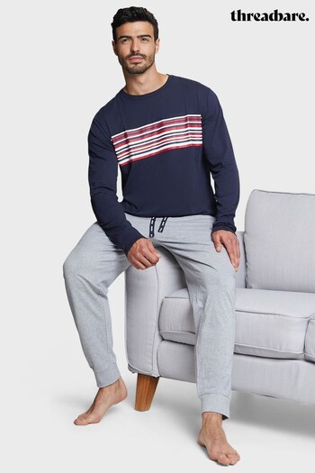 Threadbare Blue Stripes Cotton Rich Pyjama Set (Q04691) | £24