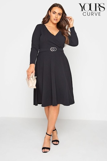 Yours Curve Black London Wrap Midi Dress (Q04924) | £22