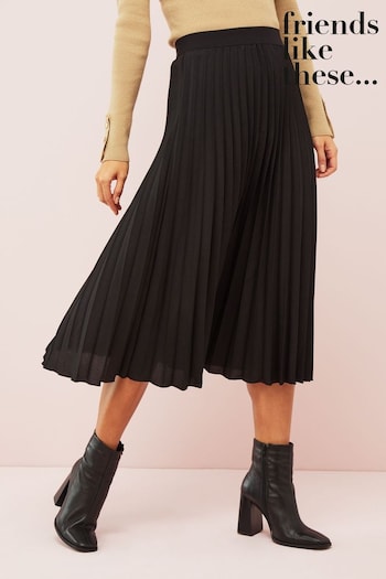 Friends Like These Black Pleat Summer Midi Skirt (Q05353) | £36