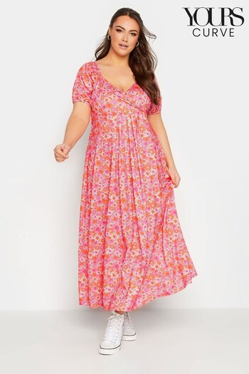 Yours Curve Pink Frill Sleeve Wrap Maxi Dress (Q05731) | £35