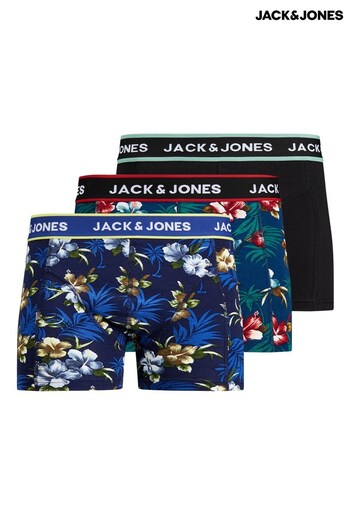 JACK & JONES Black/Cherry/Blue 3 Pack Logo Boxers (Q06152) | £26