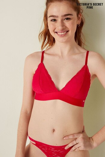 Victoria's Secret PINK Red Pepper Regular Cup Lace Unlined Triangle Bralette (Q06174) | £20