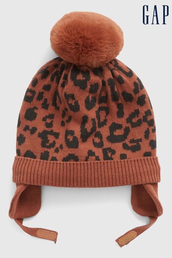 Gap Brown Leopard Print Baby Beanie (Q06353) | £15