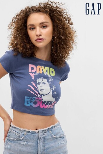 Gap Blue David Bowie Cropped Graphic T-Shirt (Q06810) | £25