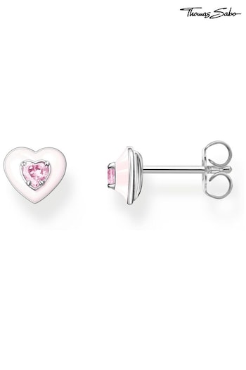 Thomas Sabo Pink Ear Studs Heart with Pink Stones Silver (Q06947) | £79