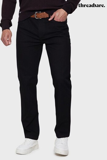 Threadbare Black Belted Straight Fit Jeans With Stretch (Q07048) | £28