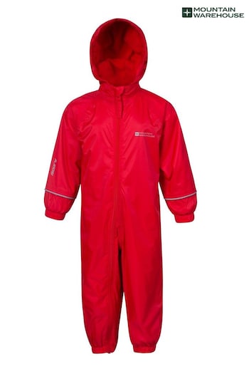 Mountain Warehouse Red Spright Junior Fleece Lined Waterproof Rain Suit (Q07155) | £32