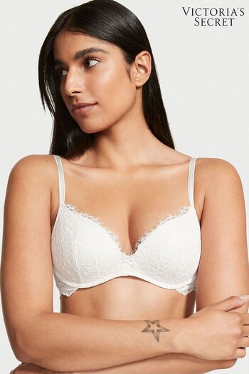 Victoria's Secret Coconut White Lace Non Wired Lightly Lined Bra (Q07340) | £45