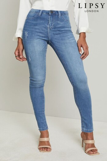 Lipsy Blue Petite Mid Rise Faux Pocket Olivia Skinny Jeans (Q07503) | £32