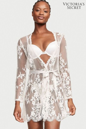 Victoria's Secret Coconut White Sheer Lace Robe (Q08409) | £109